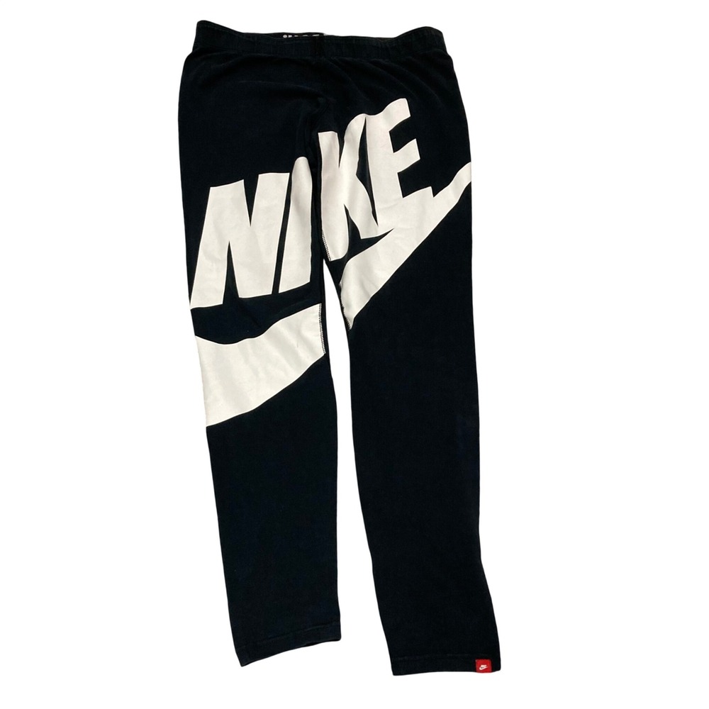 Nike Sportswear Leggings Black White Big Logo Swoosh High Waisted Womens